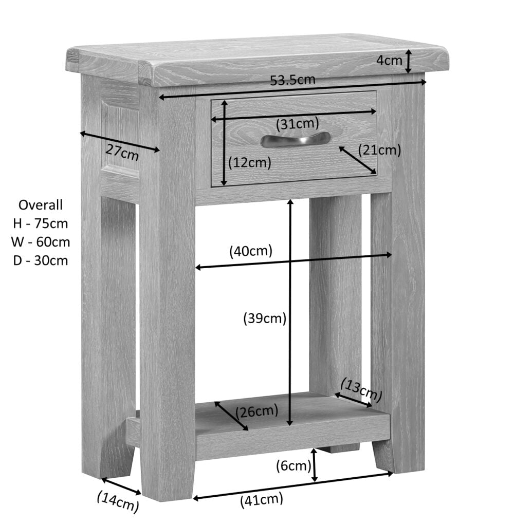 Warwick Oak 1 Drawer Console Table